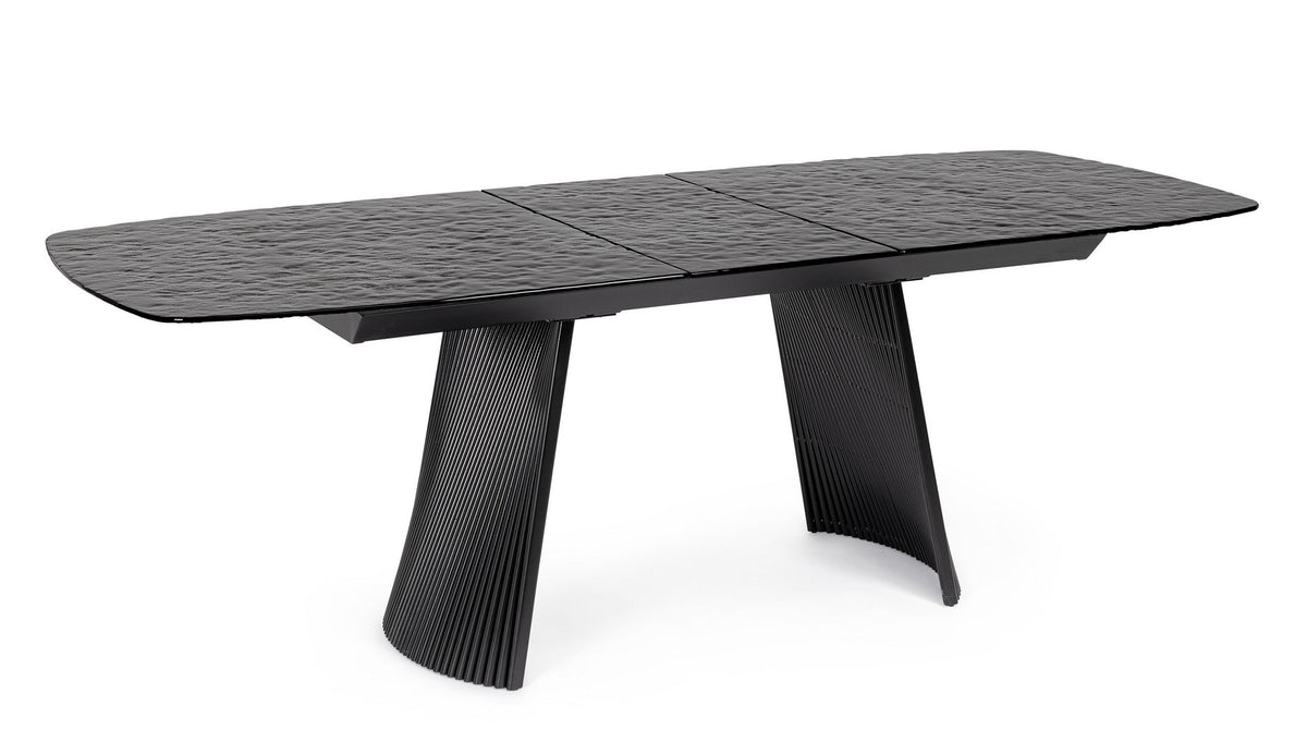 Tavolo allungabile in vetro effetto bocciardato 180-220x90 cm