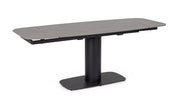 Tavolo allungabile in gres porcellanato effetto marmo 140-200x80 cm - Nero con piano grigio opaco
