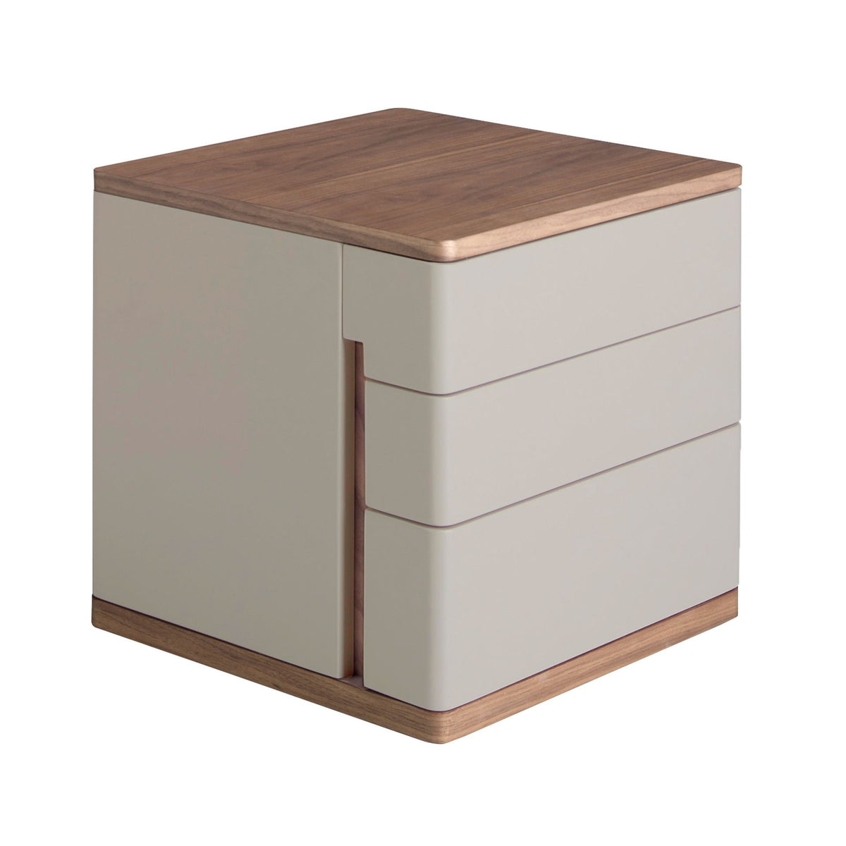 Comodino in legno grigio e noce