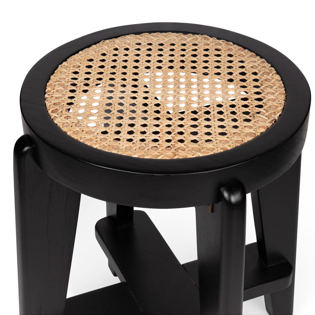 Sgabello basso Low Bar Stool Cane DT.W.19. H47cm - Charcoal Black - Pierre Jeanneret Edition