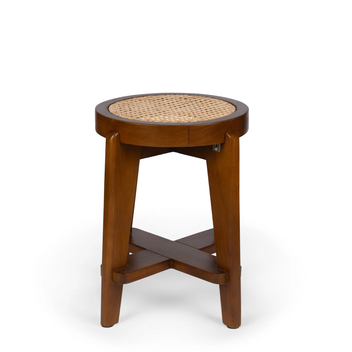 Sgabello basso Low Bar Stool Cane DT.W.19. H47cm - Dark Brown - Pierre Jeanneret Edition