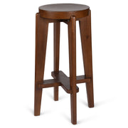 High Bar Stool Wood DT.W.19. H78cm - Dark Brown - Pierre Jeanneret Edition