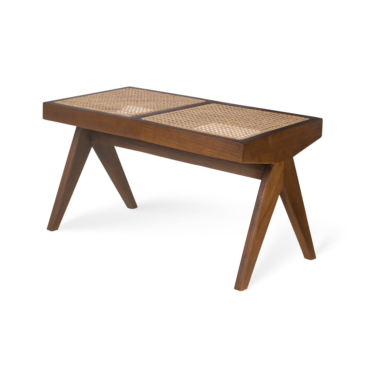 Panca in rattan B.T.H. Flats 2 - Dark Brown - Pierre Jeanneret Edition