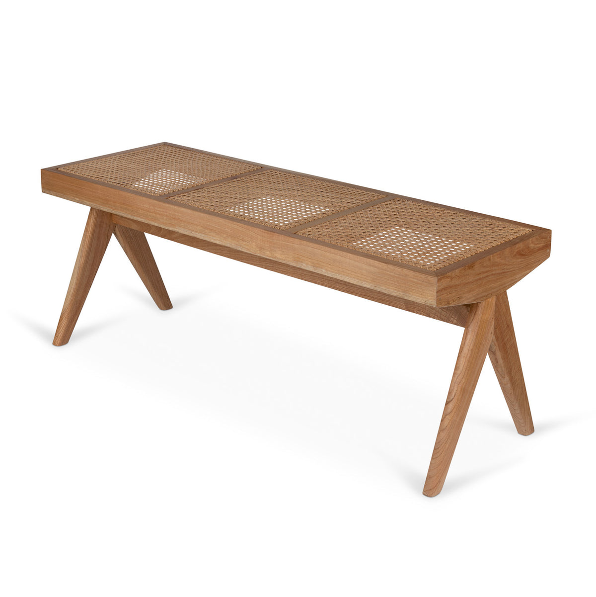 Panca in rattan B.T.H. Flats 3 - Natural - Pierre Jeanneret Edition