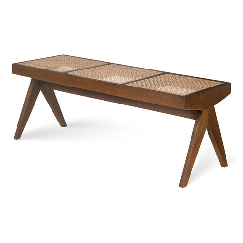 BTH Flats 3 rattan bench - Dark Brown - Pierre Jeanneret