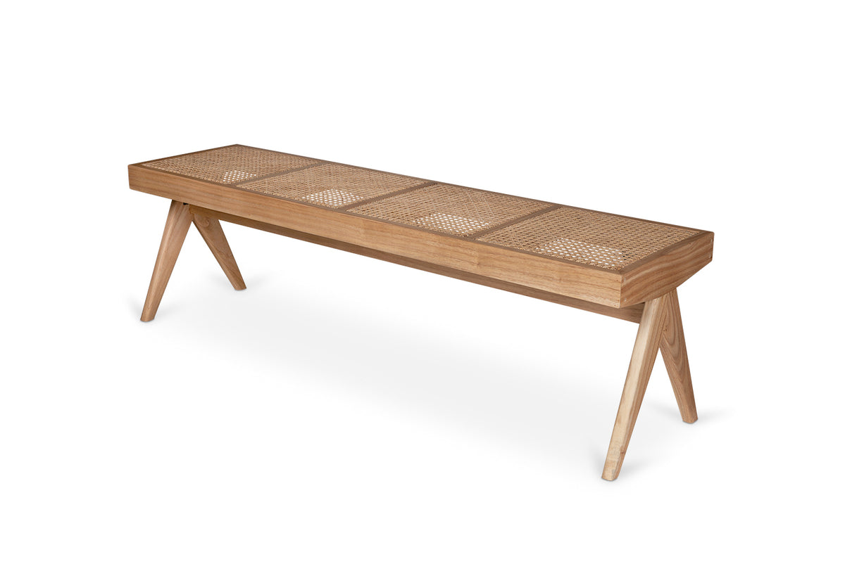 Panca in rattan B.T.H. Flats 4 - Natural - Pierre Jeanneret Edition