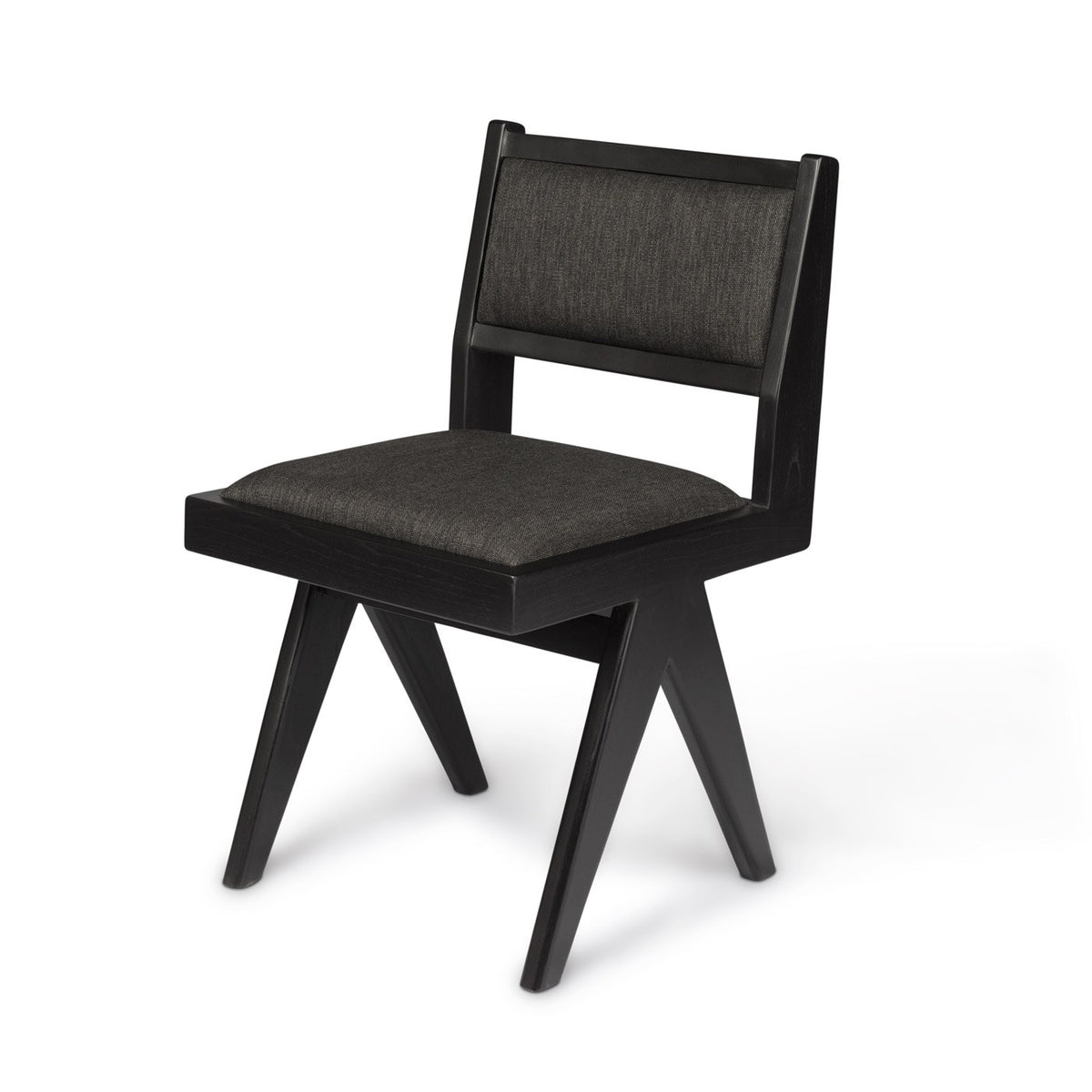 Dining Chair Lecorb Imbottita - Charcoal Black - Pierre Jeanneret Edition
