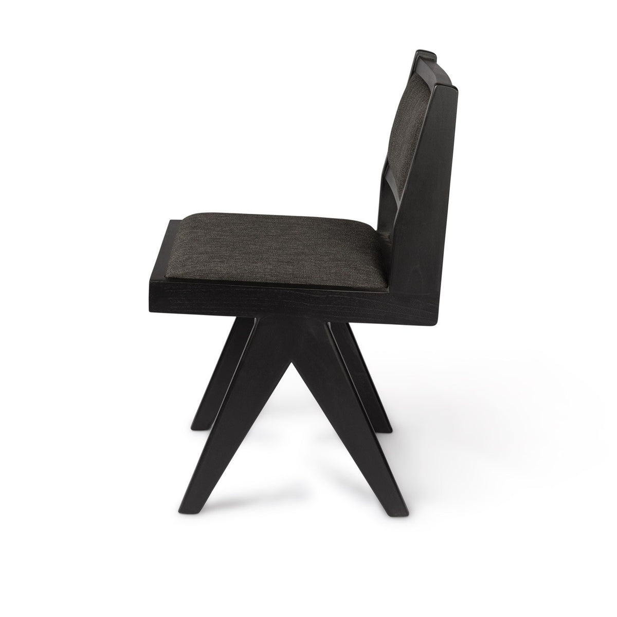 Dining Chair Lecorb Imbottita - Charcoal Black - Pierre Jeanneret Edition