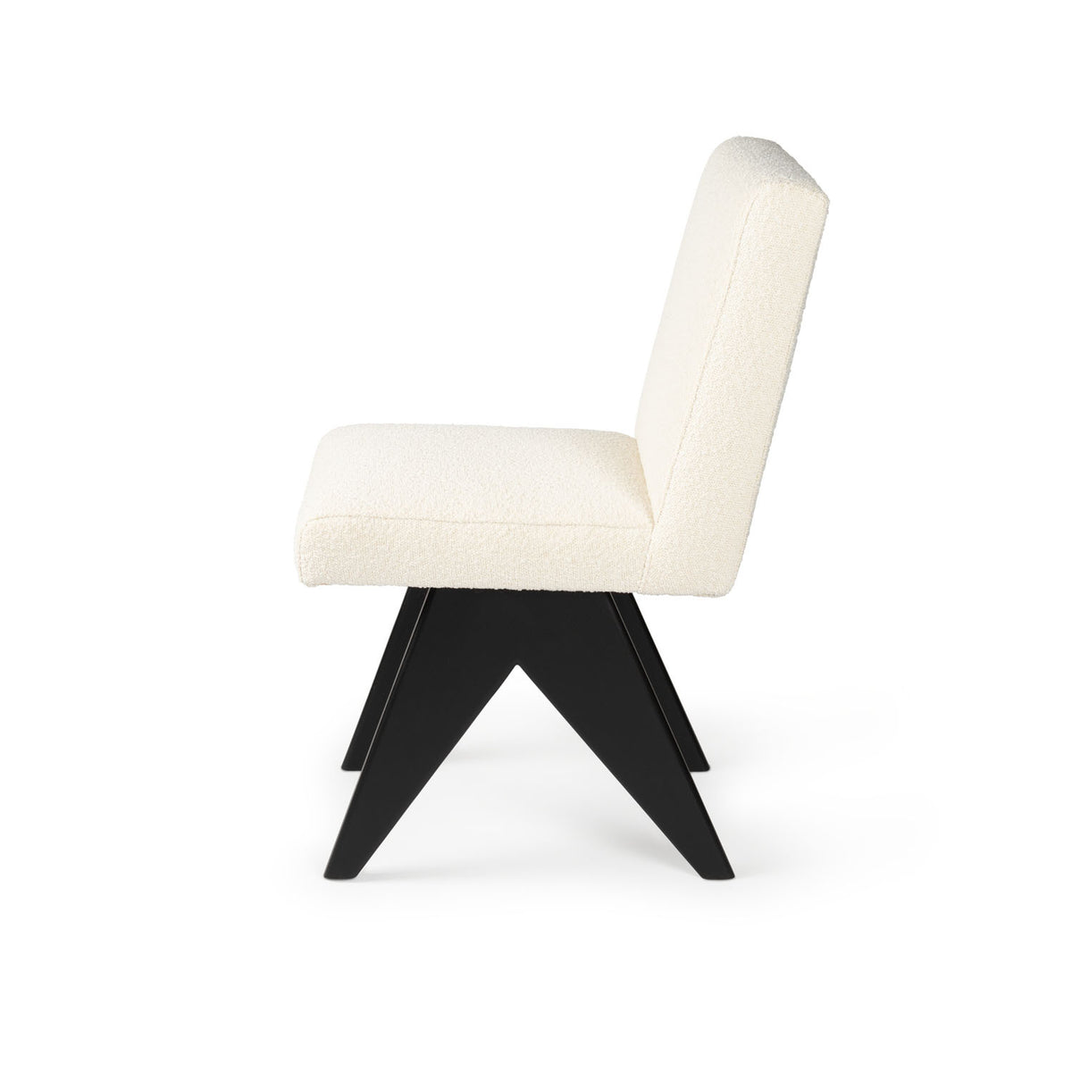 Sedia Dining Sofa Jacques Bouclè Crema - struttura Charcoal Black - Pierre Jeanneret Edition