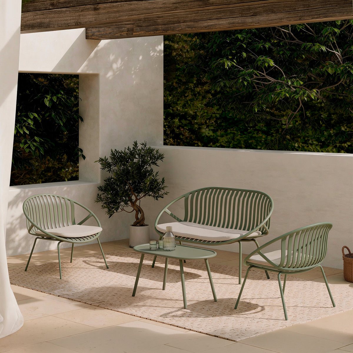 Set da giardino IBIZA – divano, 2 poltrone e tavolino