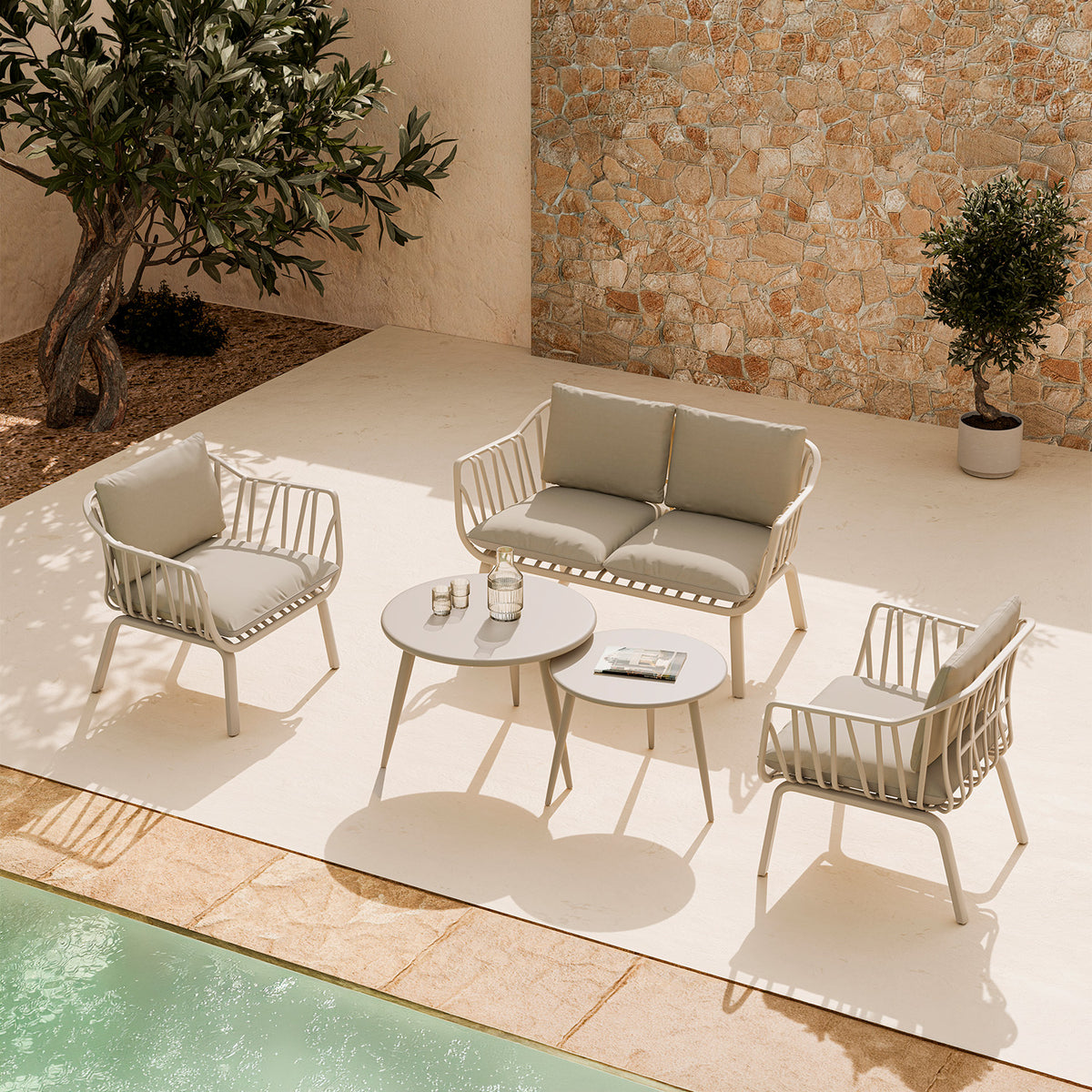 Set da giardino MIKONOS – divano, 2 poltrone e tavolino