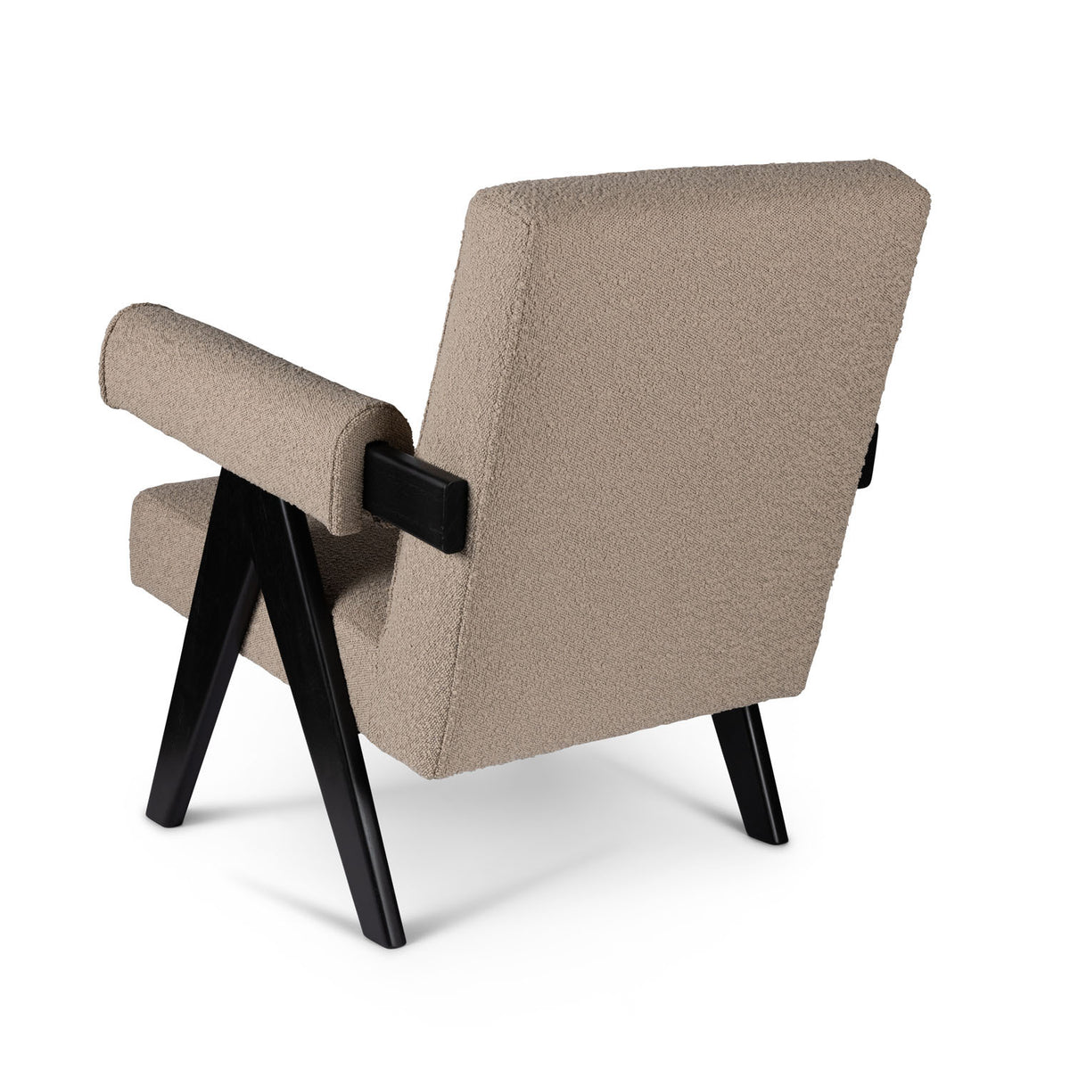 Poltrona Easy Lounge Eugene con braccioli Bouclè Taupe - struttura Charcoal Black - Pierre Jeanneret Edition
