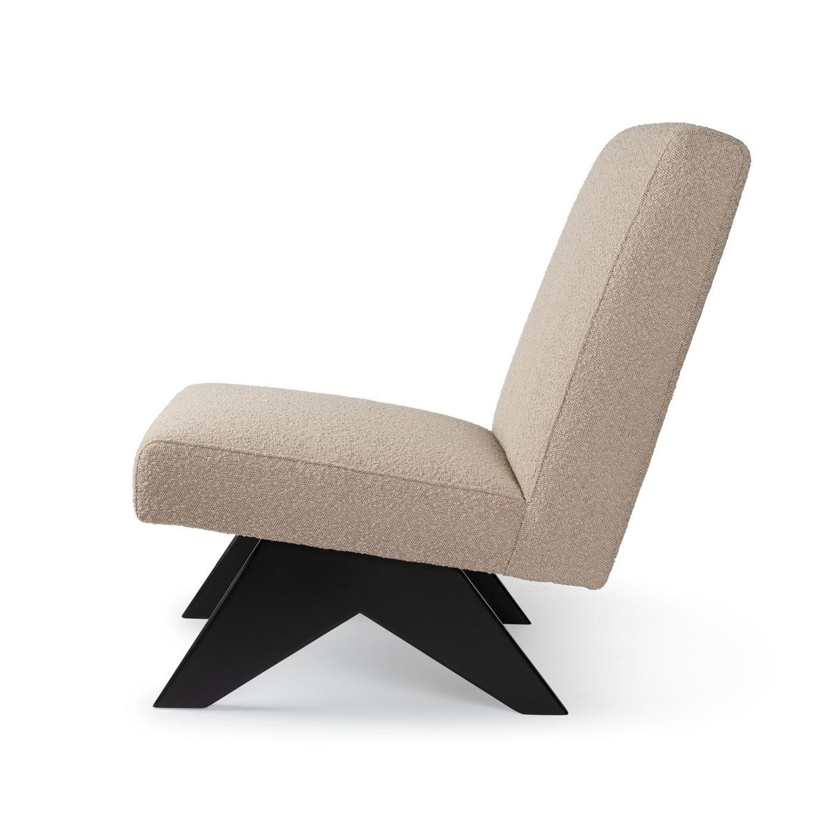 Poltrona Easy Lounge Eugene Armless Bouclè Taupe - struttura Charcoal Black - Pierre Jeanneret Edition