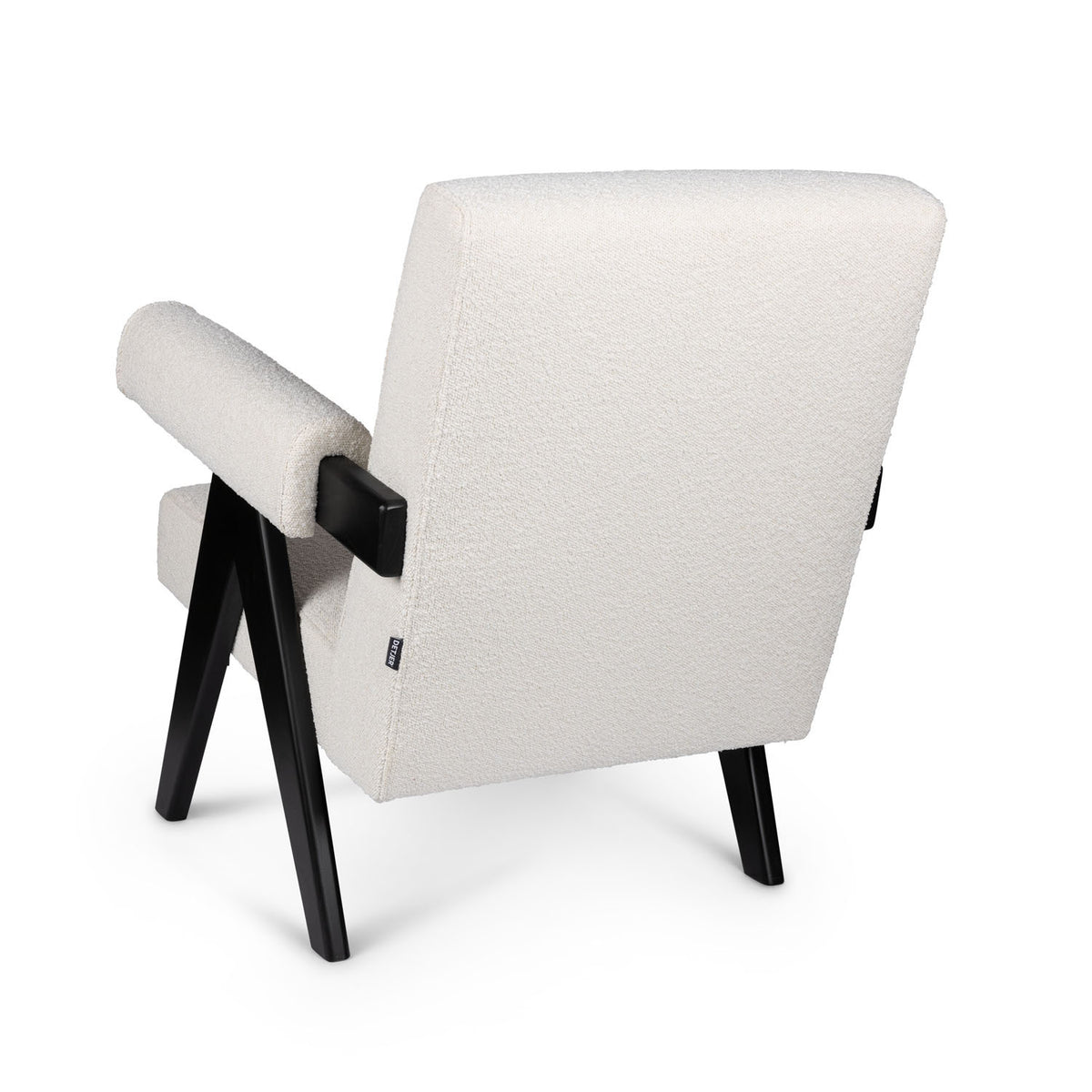 Poltrona Easy Lounge Eugene con braccioli Bouclè Crema - struttura Charcoal Black - Pierre Jeanneret Edition