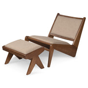 Footstool Kangaroo Imbottito - Dark Brown - Pierre Jeanneret Edition