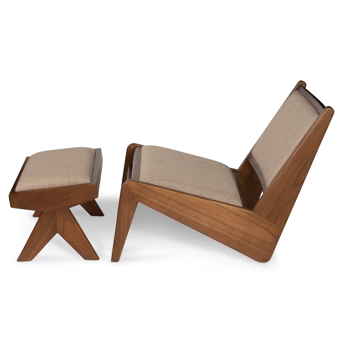 Footstool Kangaroo Imbottito - Dark Brown - Pierre Jeanneret Edition