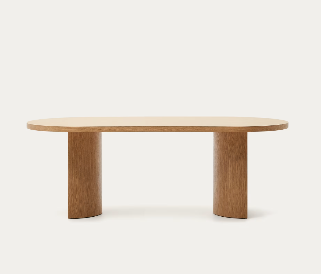 Nealy table with oak veneer and natural finish 240 x 100 cm