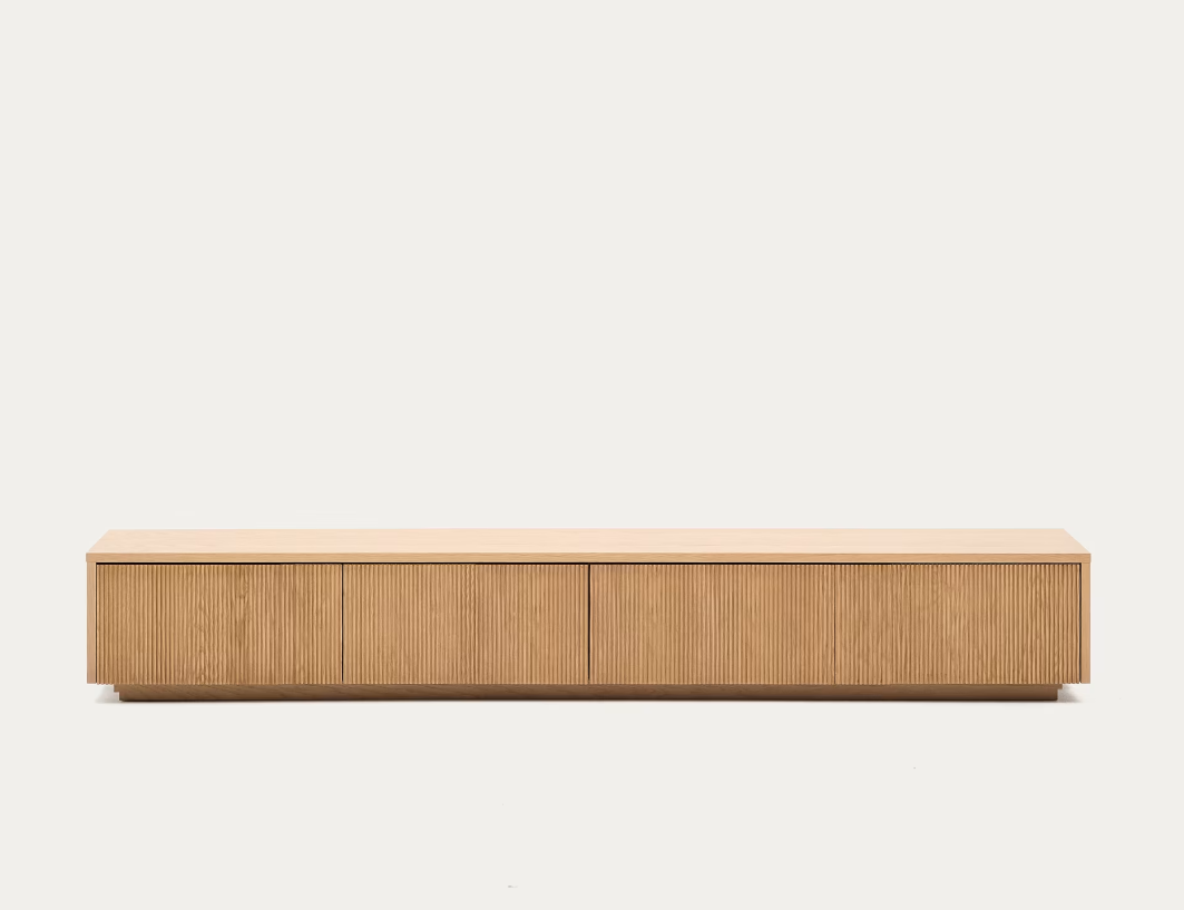 Mobile TV Helvine 4 cassetti di impiallacciatura in rovere 200 x 40 cm h30cm FSC 100%