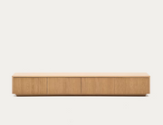 Helvine TV cabinet 4 drawers oak veneer 200 x 40 cm FSC 100%