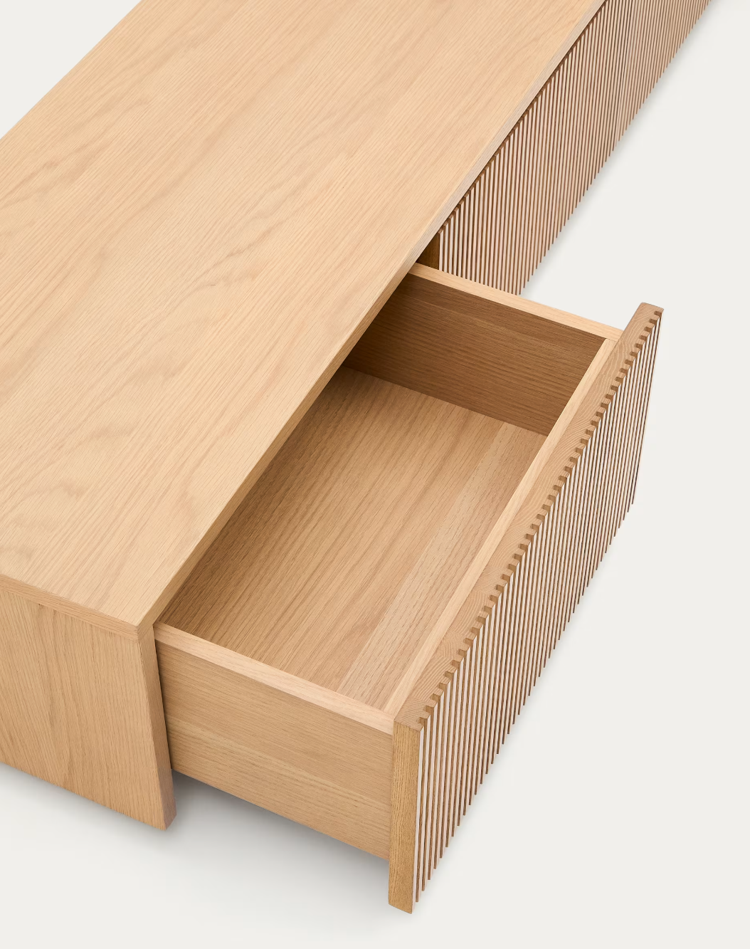 Helvine TV cabinet 4 drawers oak veneer 200 x 40 cm FSC 100%