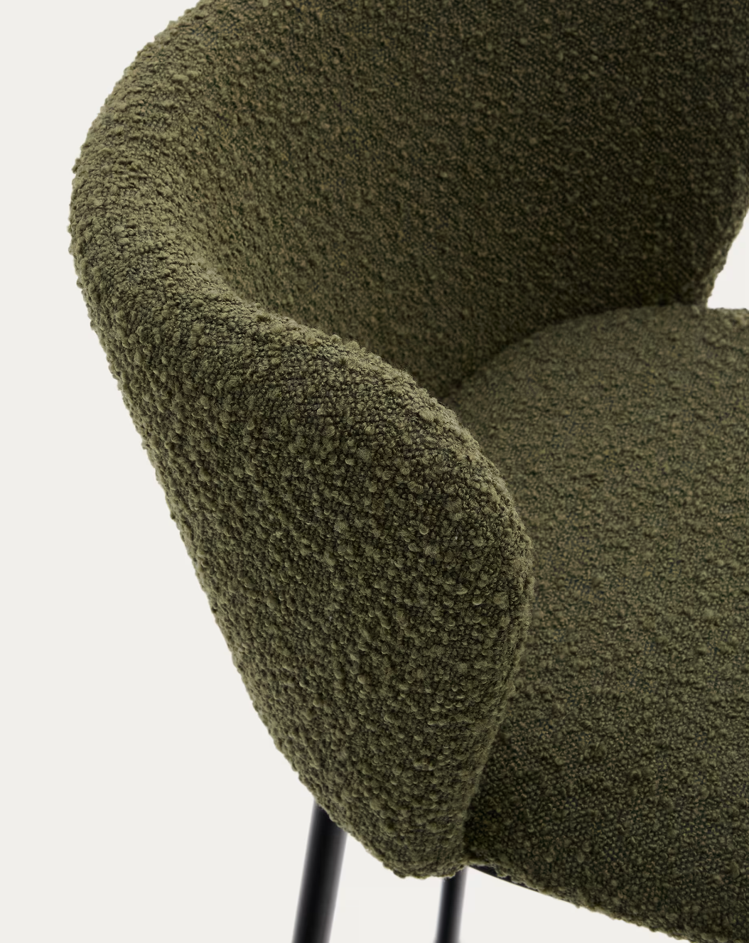 Tabouret Ciselia en peau lainée verte et acier noir hauteur 75 cm FSC