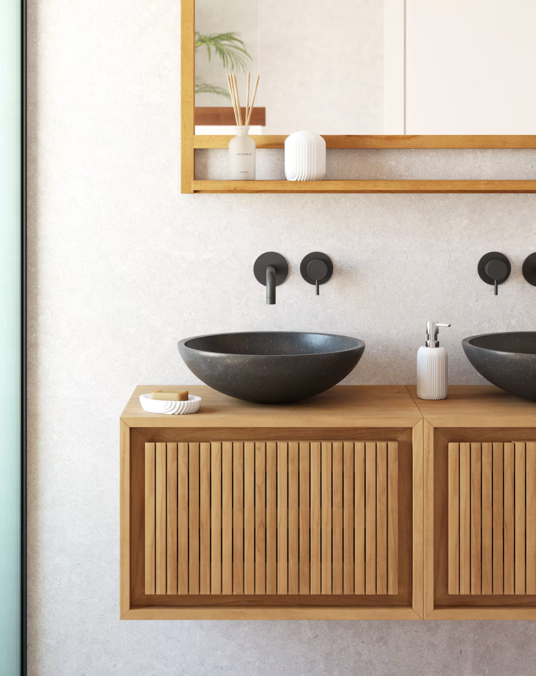 Mobile da bagno Taciana in legno massello di teak 60 x 40 m