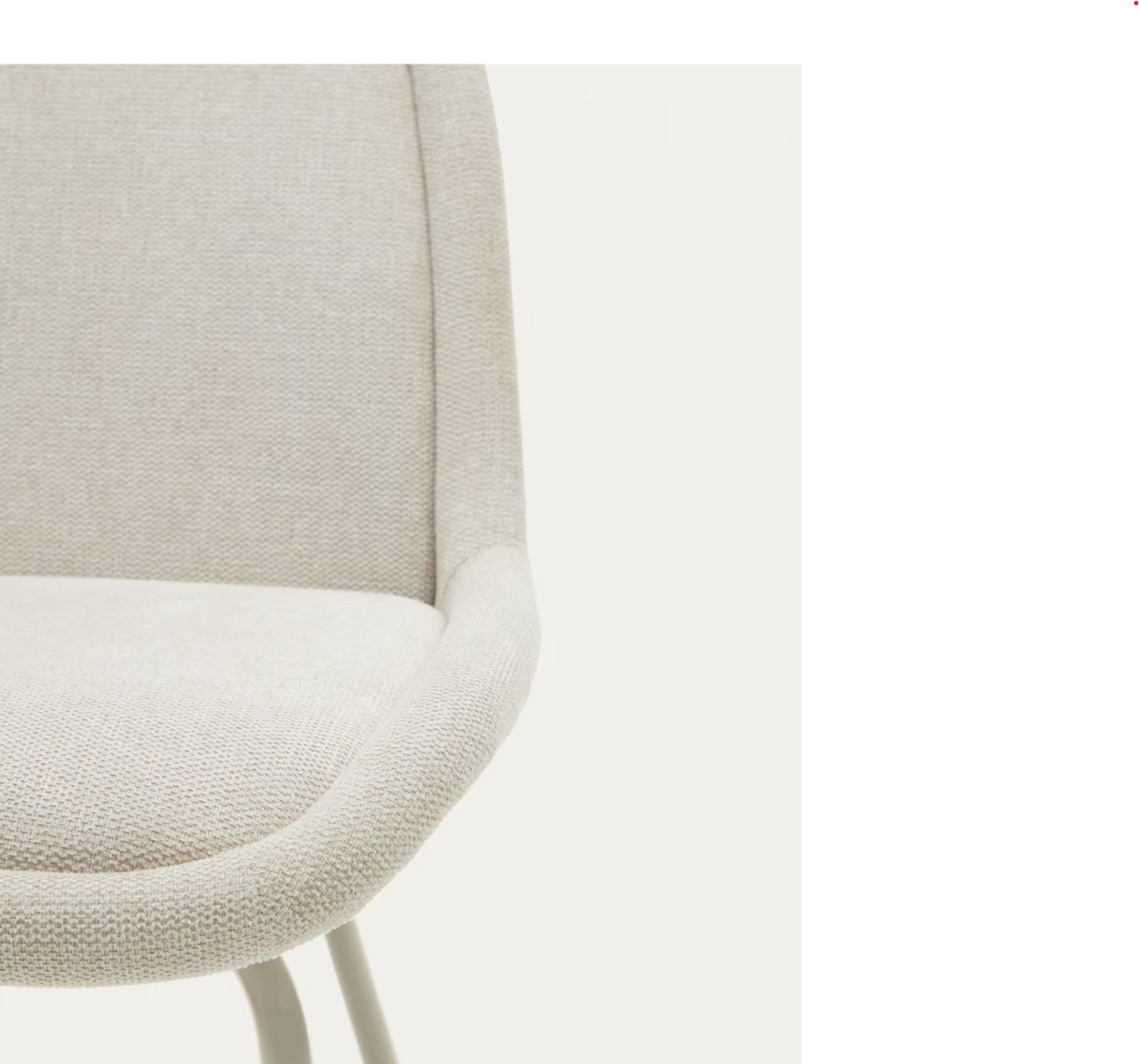 Sedia AIMIN in ciniglia beige e gambe in acciaio verniciato beige opaco FSC