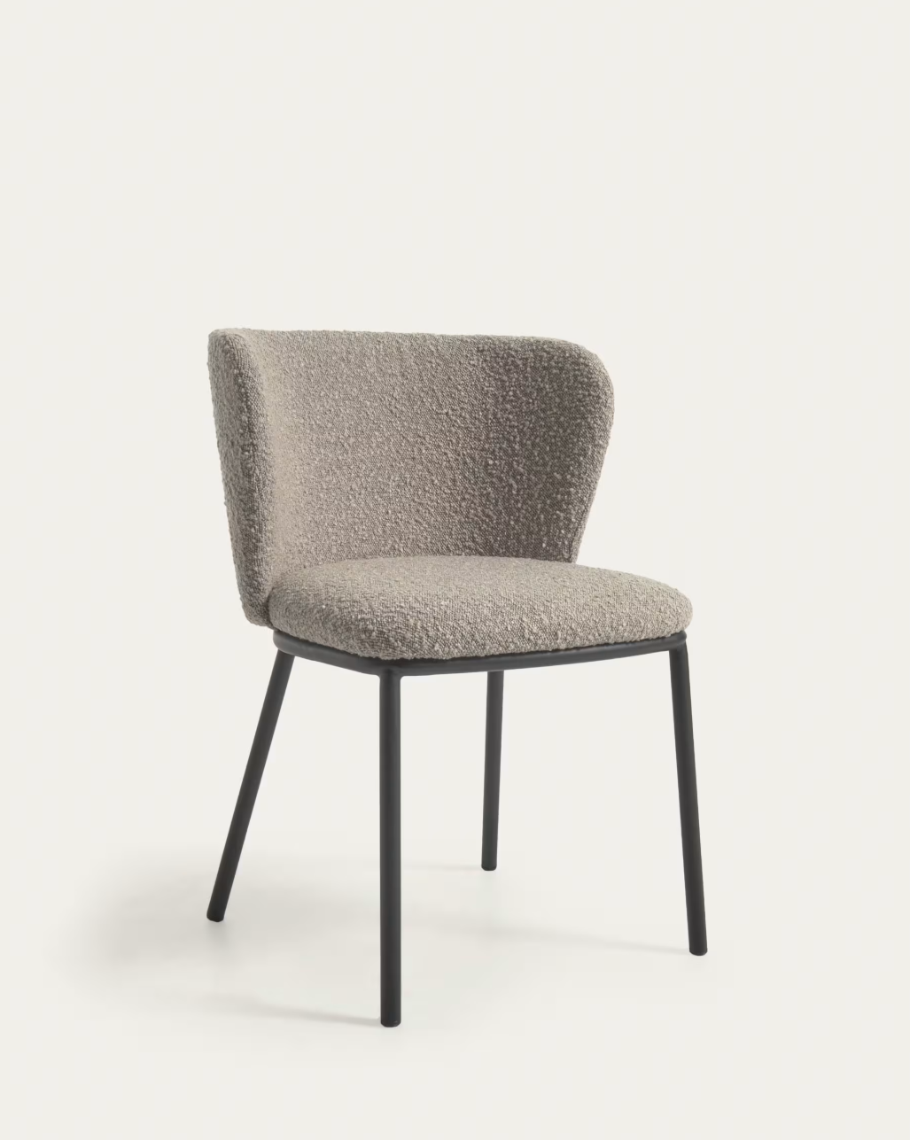 Sedia Ciselia in shearling grigio chiaro e gambe in acciaio con finitura nera FSC Mix Credit