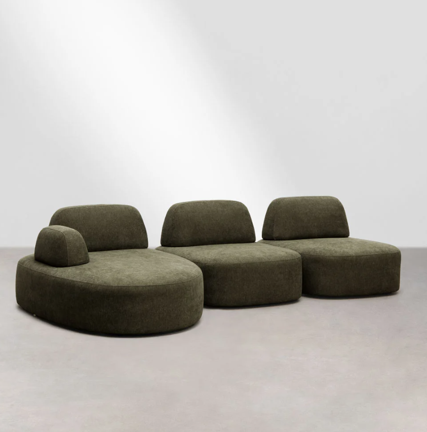 Giorgia - Divano modulare chaise longue sinistro a 3 pezzi rivestito