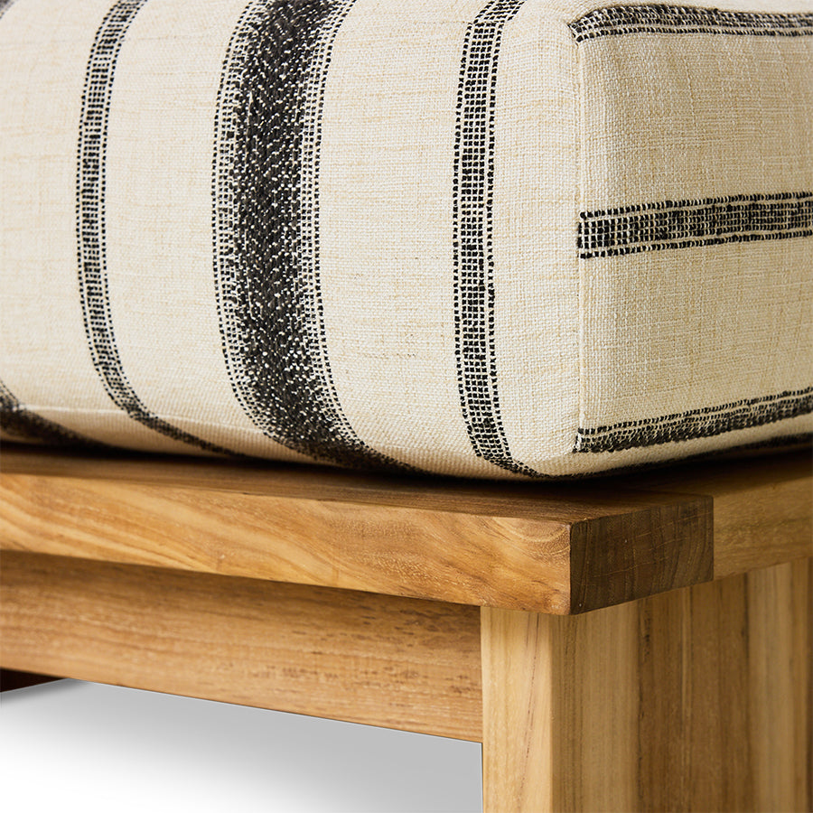 Pouf da esterno in teak, chalkstripe