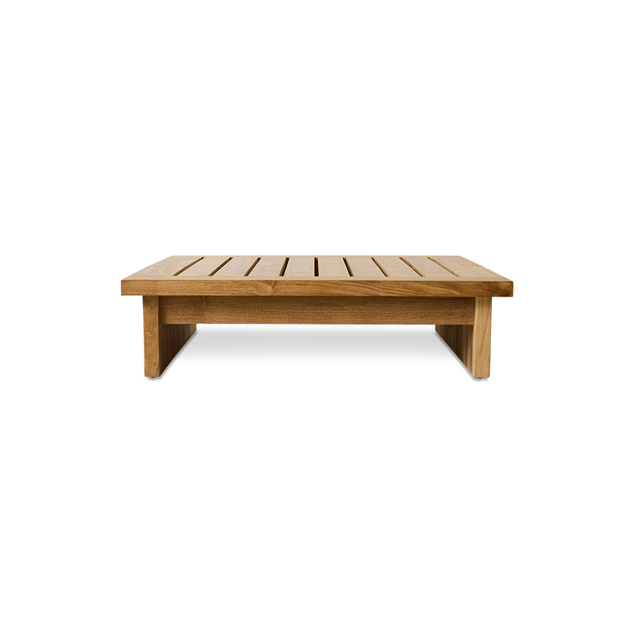 Pouf da esterno in teak, chalkstripe