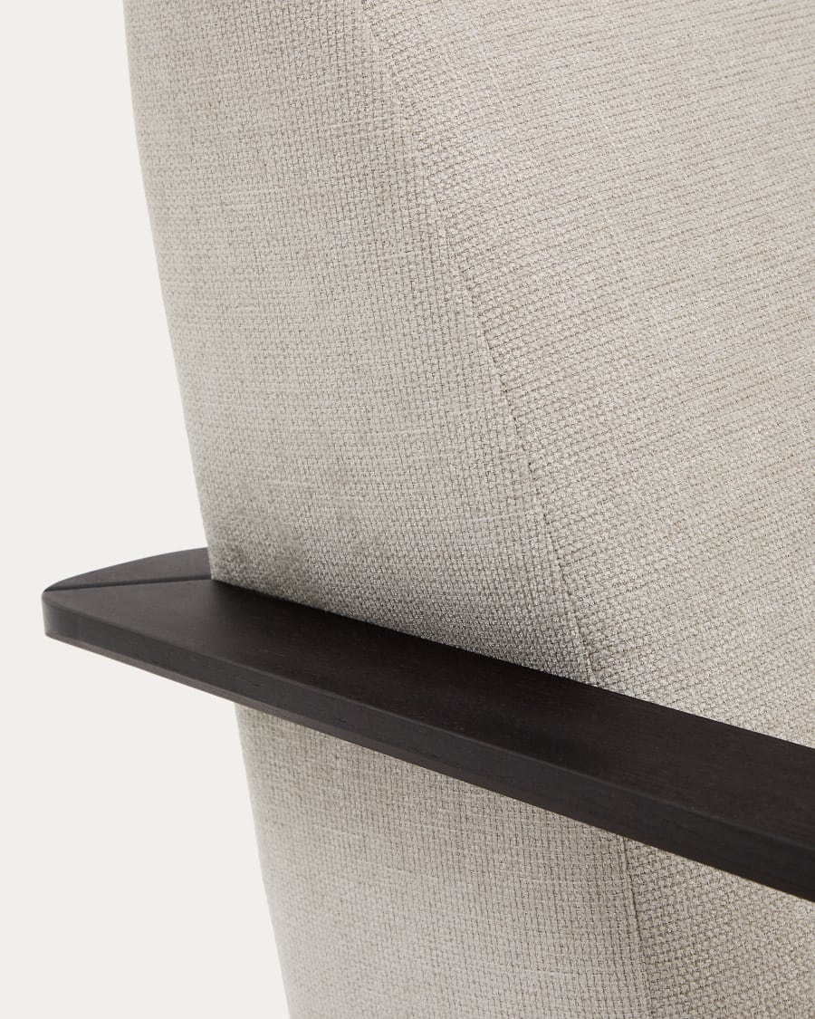 MEG armchair in beige corduroy and wenge wood