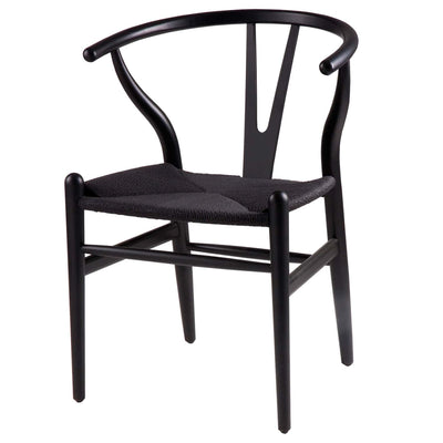 Sedia Y CH24 in paglia e legno nero