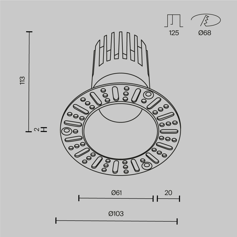 Faretto da incasso Dip - Maytoni - Nero - DL122-15W-3K-TRS-B