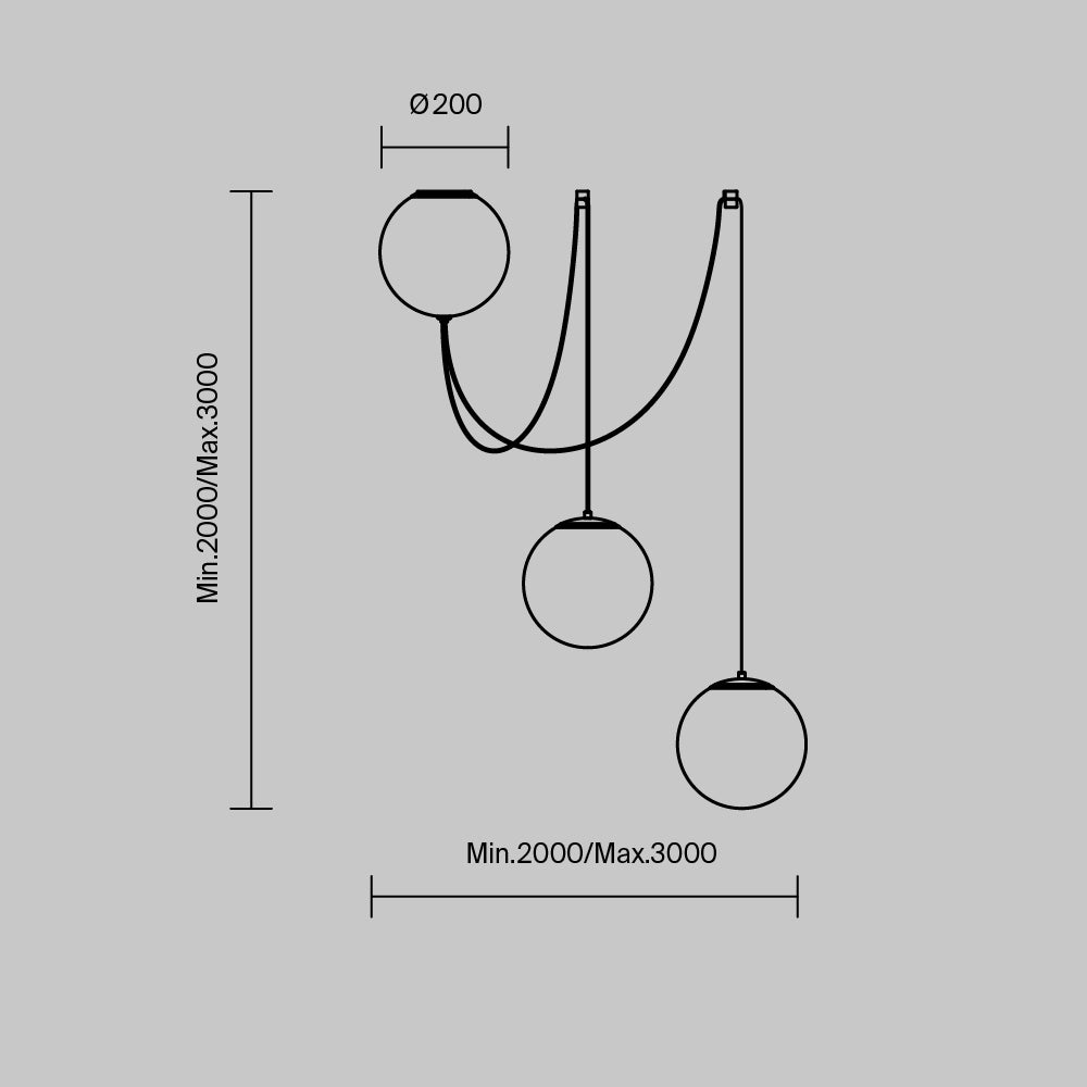 Lampada a sospensione Twins - Maytoni - Nero - MOD427PL-L30B3K1