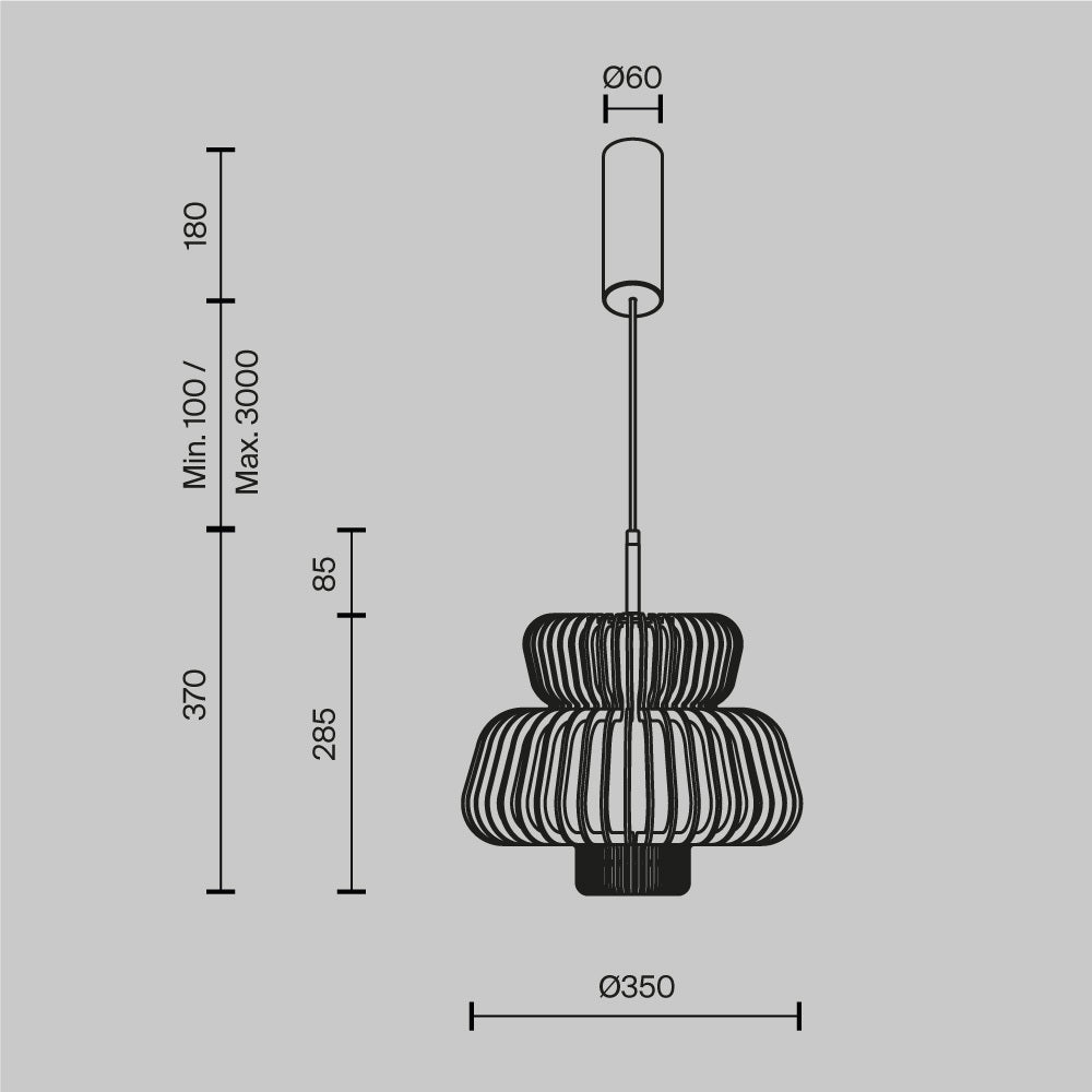 Lampada a sospensione Namiki - Maytoni - Nero - MOD465PL-L12BK1