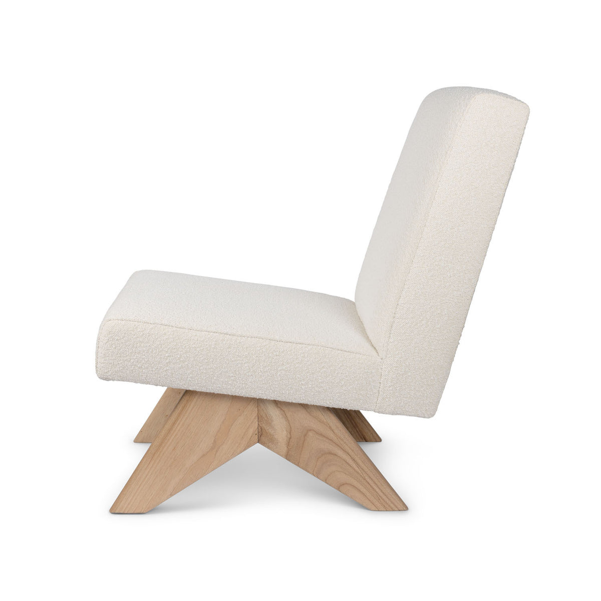 Poltrona Easy Lounge Eugene Armless Bouclè Crema - struttura Natural - Pierre Jeanneret Edition