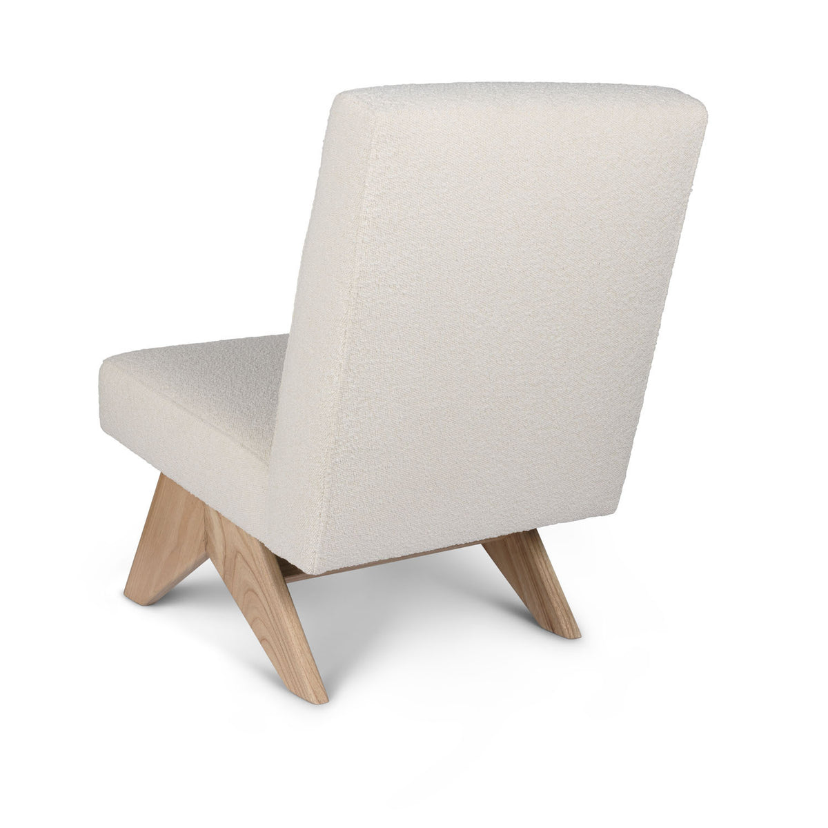 Poltrona Easy Lounge Eugene Armless Bouclè Crema - struttura Natural - Pierre Jeanneret Edition