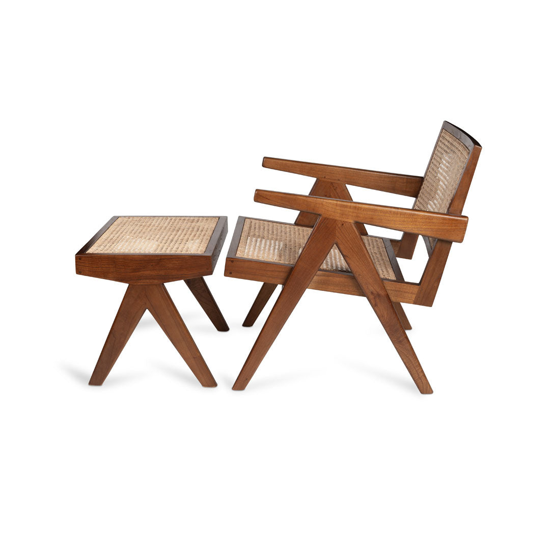 Footstool Easy Lounge Jean - Dark Brown - Pierre Jeanneret Edition
