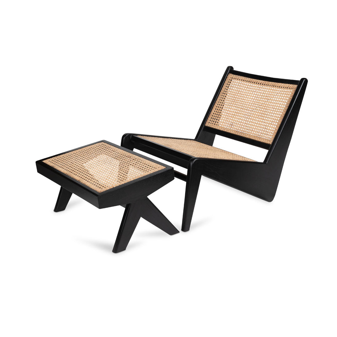 Footstool Kangaroo - Charcoal Black - Pierre Jeanneret Edition