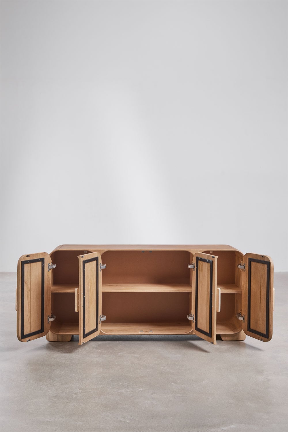 Kivalina - Credenza 160x45 cm in legno di mango e pietra naturale