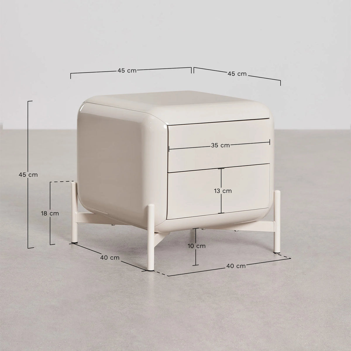 Alazne - Comodino 45x45 cm in MDF