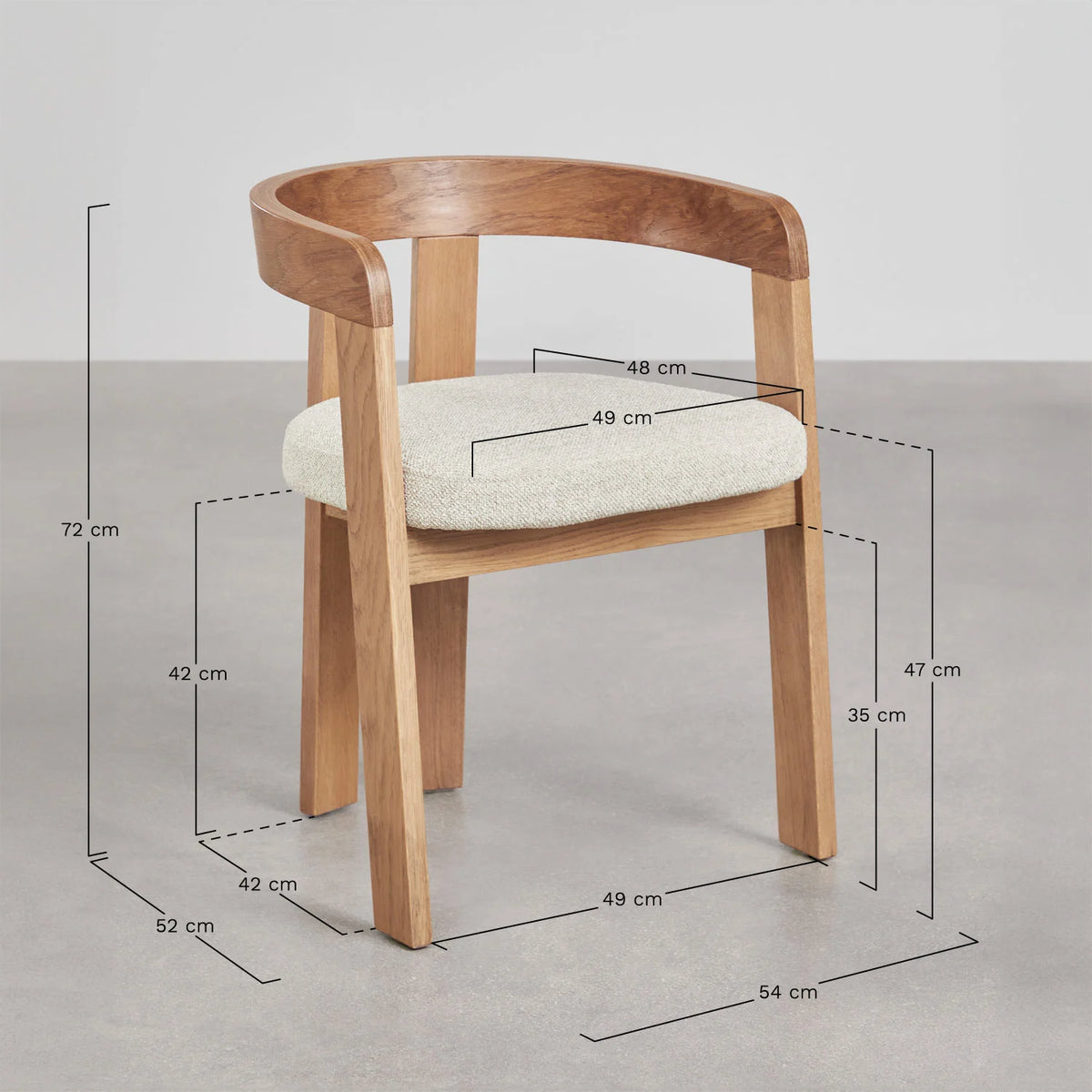 Yvone - Sedia da pranzo con braccioli in legno e rivestita