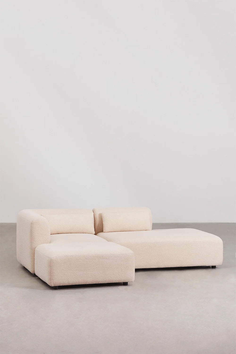 Fogler - Divano componibile angolare in 2 pezzi con chaise longue destra e pouf