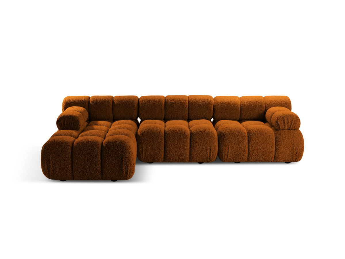 Divano Angolare Modulare Sinistro in Bouclé, "Bellis", 4 Posti, 282x155x70 - Mattone