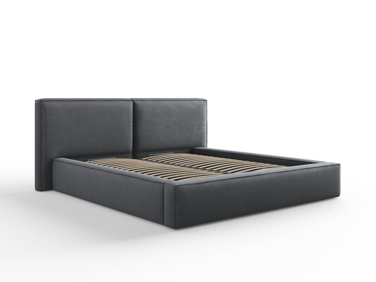 Letto Contenitore con Testata Doppia Jodie - Grigio Scuro 180x200