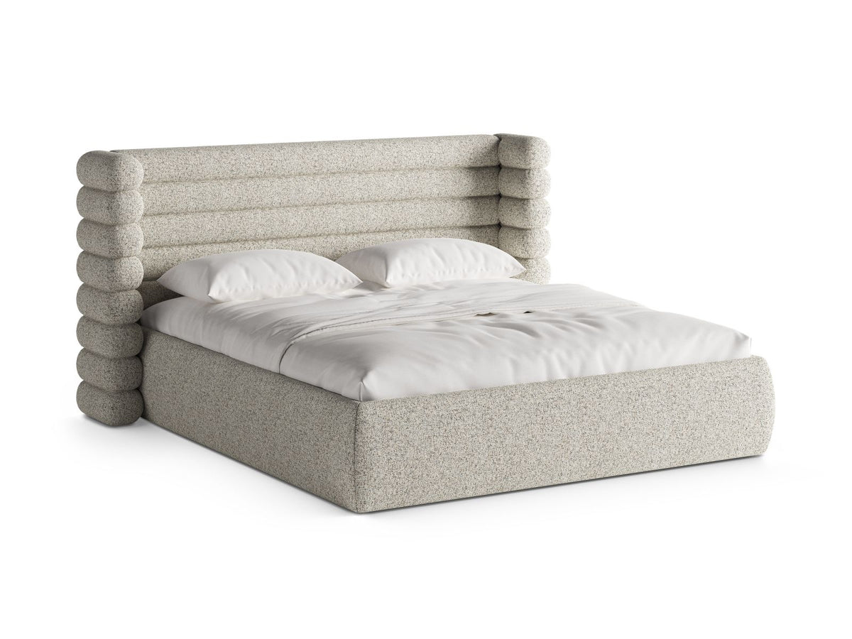 Letto con Contenitore e Testata, "Mount", 228x256x120 - Beige Melange