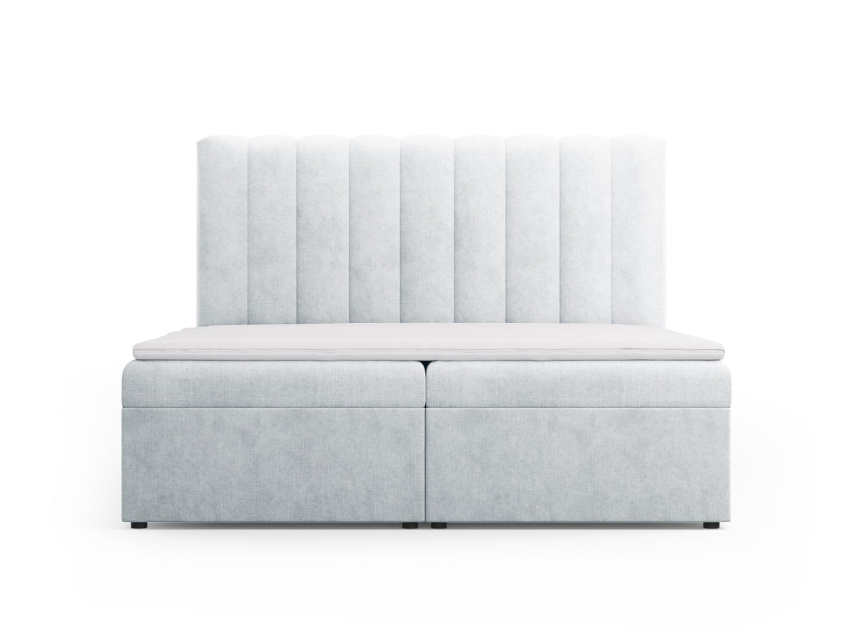 Letto Boxspring con Testata, Materasso e Topper Kelp - Grigio Chiaro 180x200