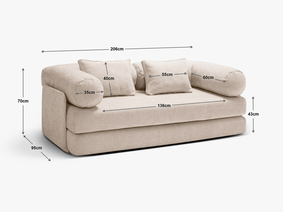 Divano Letto Dreamy, 3 Posti, 95x206x70