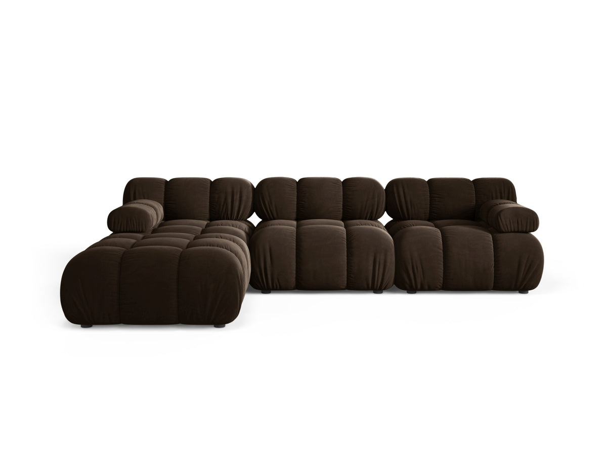 Divano Modulare in Velluto, "Bellis", 4 Posti, 282x188x70 - Marrone Scuro